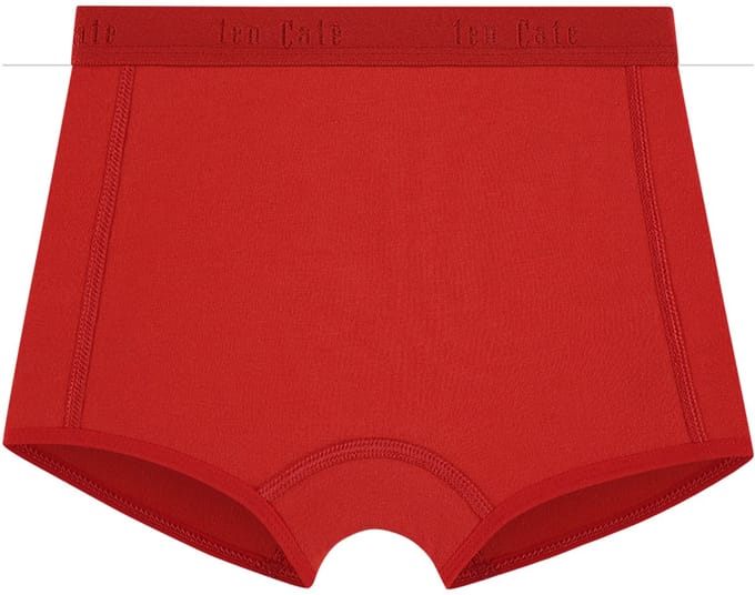 Ten Cate Basics organic cotton stretch shorts red 2 pack voor Meisjes | Maat 98/104