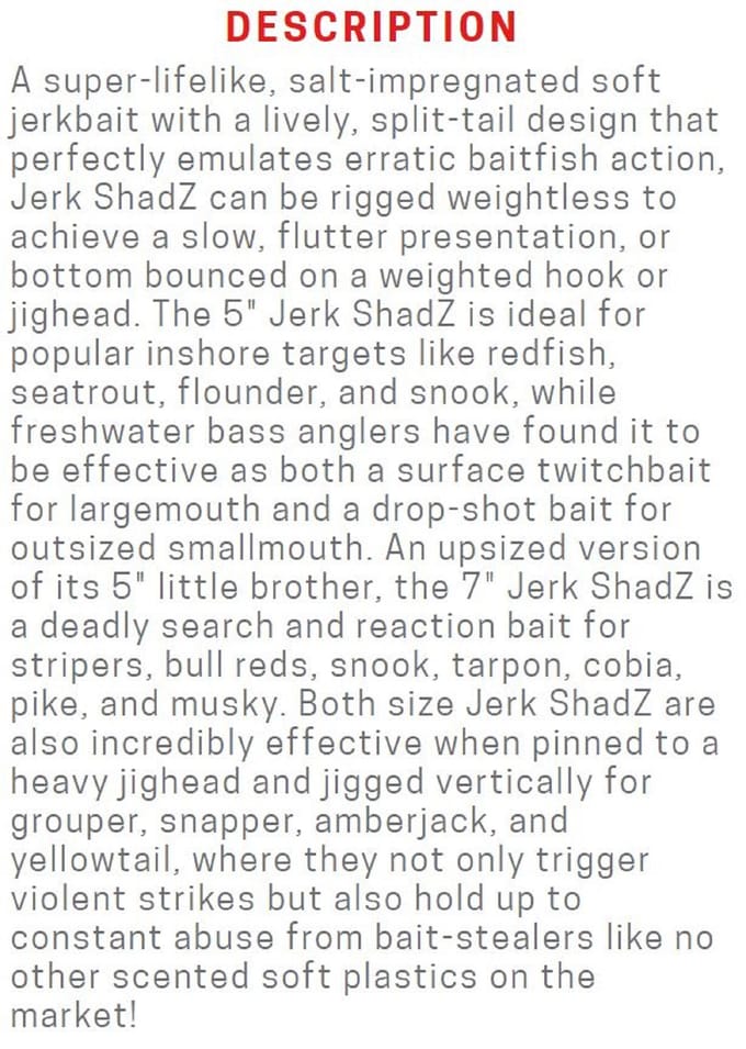 Zman Soft Lure Jerk ShadZ 5 Inch 5/Pack Gitter Klaar (4370)