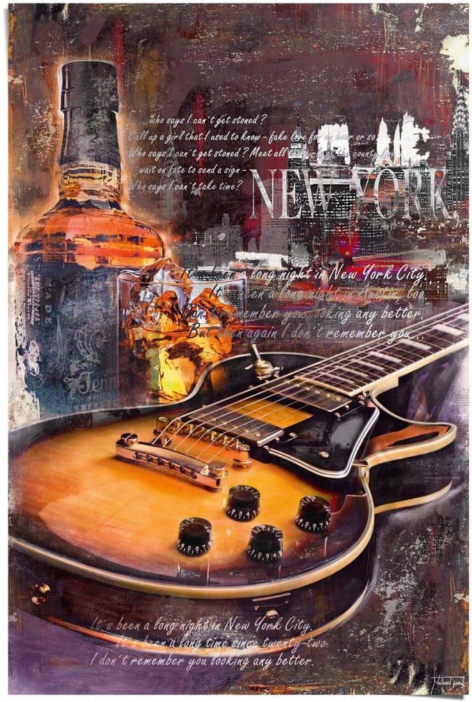 Poster Guitar Blues Night - 91,5 x 61 - Papier - REINDERS