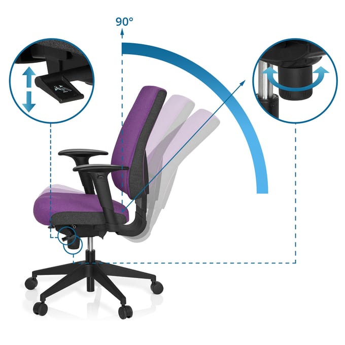 hjh office Pro-Tec 500 - Bureaustoel - Stof - Lila / grijs