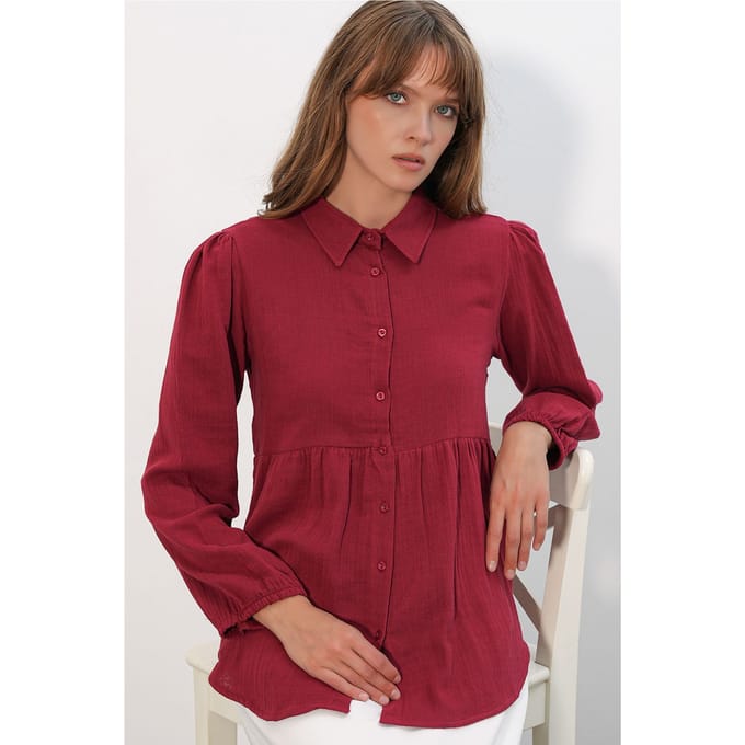 Overgrote Katoenen Lange Mouwen Shirt