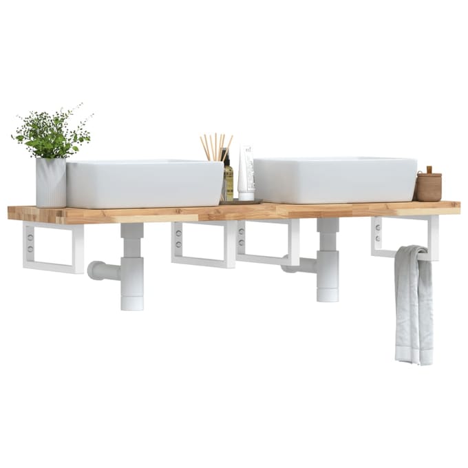 vidaXL - Badkamer - wandschap - staal - en - massief - acaciahout
