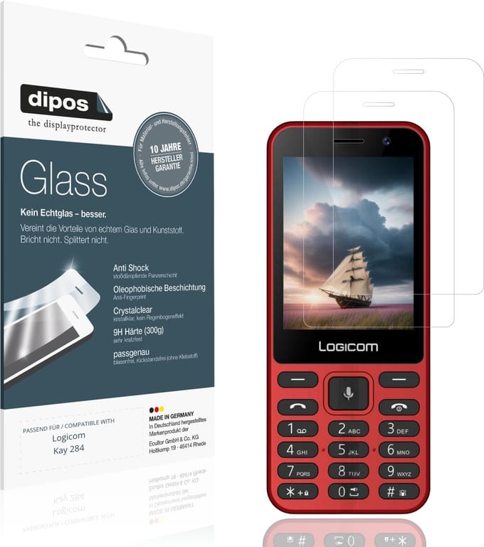 dipos – 2x Pantserfolie geschikt voor Logicom Kay 284 | 9H Screenprotector