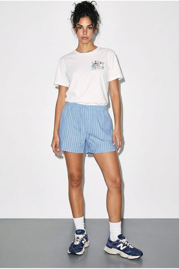 Geborduurd T-shirt met ronde hals