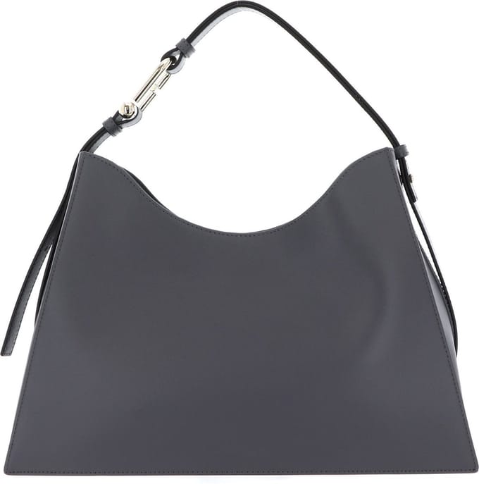 FURLA Leren Schoudertas Nuvola Hobo Soil Grijs