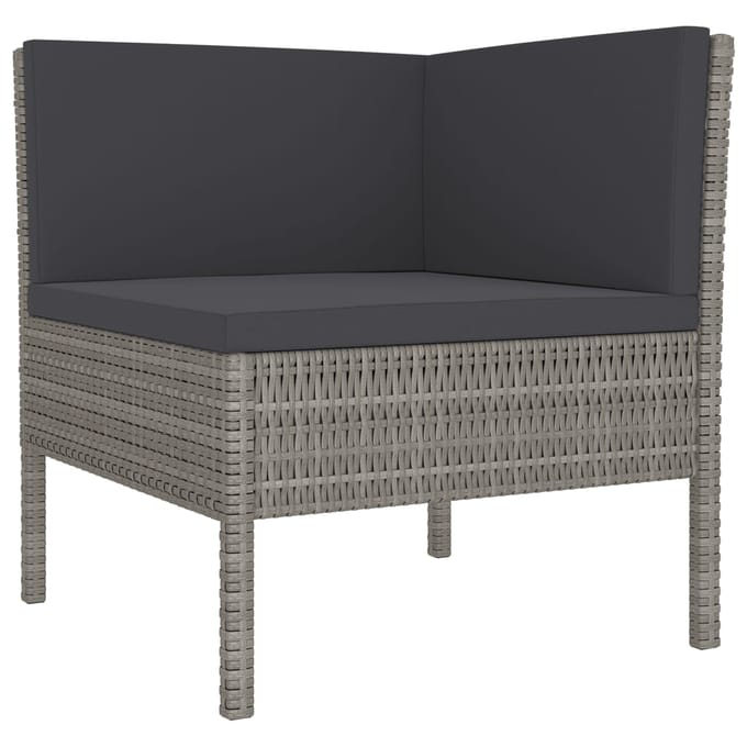 vidaXL - 5-delige - Loungeset - met - kussens - poly - rattan - grijs