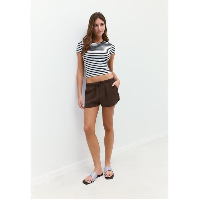 Stradivarius Basic slim fit T-shirt met strepen  Blauwachtig S