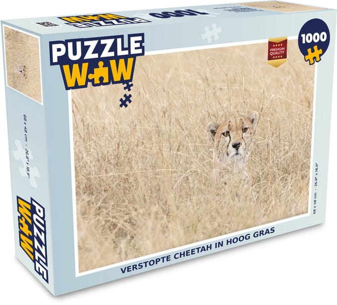 Puzzel Verstopte cheetah in hoog gras - Legpuzzel - Puzzel 1000 stukjes volwassenen