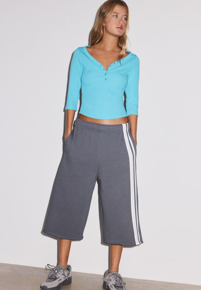 Stradivarius Joggingbermuda met zijstrepen  Donkergrijs XL
