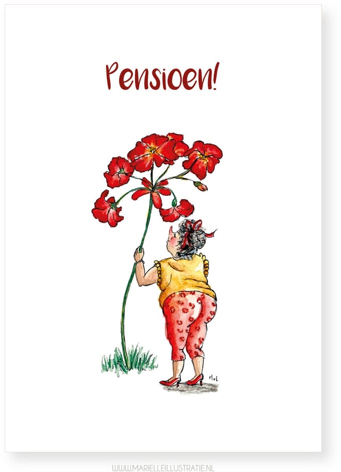 Pensioen vrouw, wenskaart 10x15cm