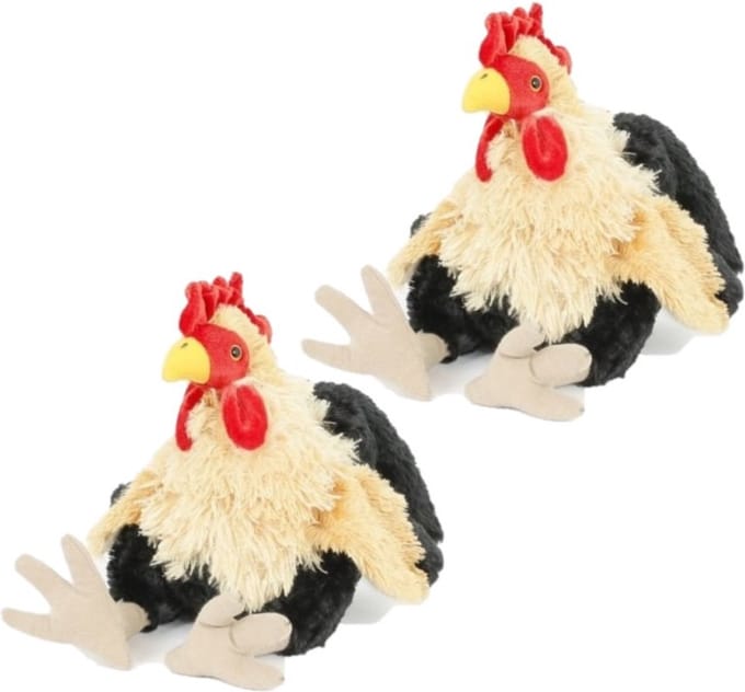 2x stuks pluche kip/haan knuffel 23 cm