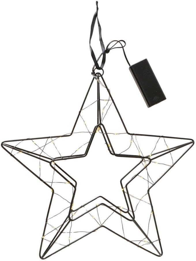 Boltze Home LED kerstster hanger zwart metaal 29,5x30cm sfeerverlichting.