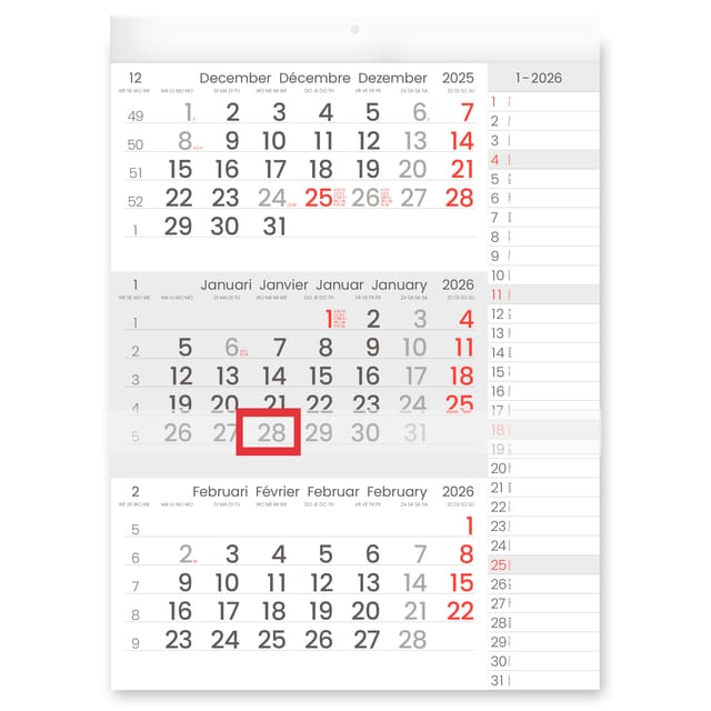 3-Maandkalender 2027 INNI Manager compact-formaat notes