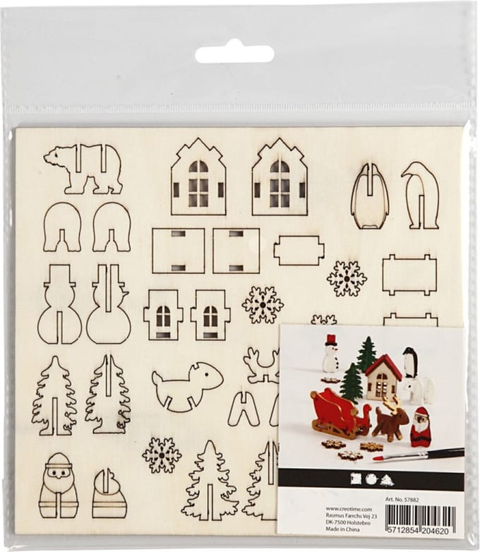 CC DIY Houten Figuren Kerst l: 15,5cm b: 17cm