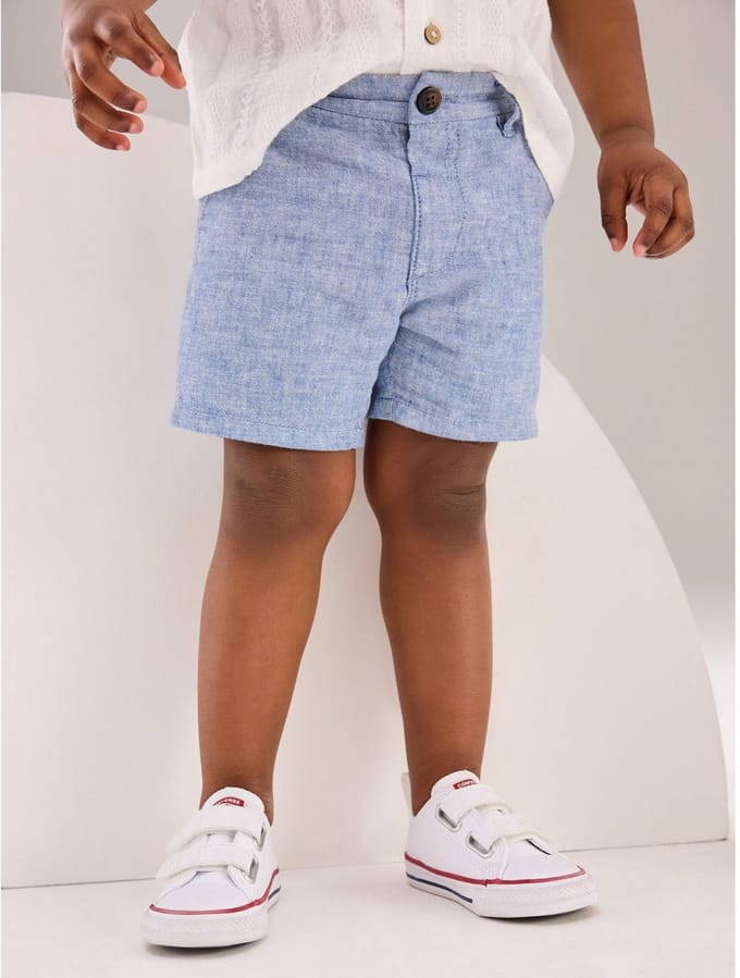 Next - Jongens - Chinoshort van linnenmix - Blauw