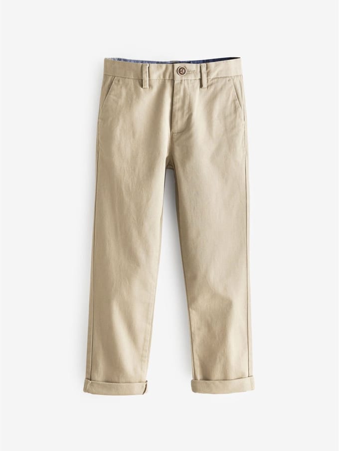 Next - Jongens - Stretch chinobroek met standaard pasvorm - Naturel