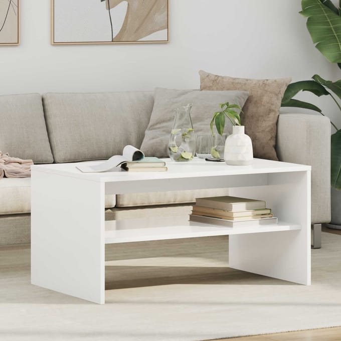 vidaXL - Salontafel - Wit - 80 - x - 50 - x - 40 - cm - Bewerkt - hout