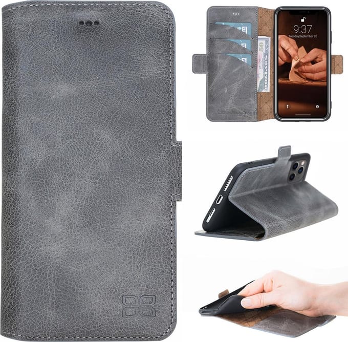 Bouletta iPhone 11 Pro compatibel leder BookCase hoesje - Marble Grey