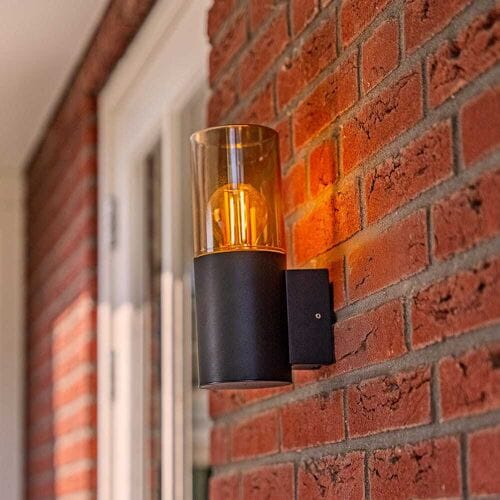 HOFTRONIC Blaze - LED Wandlamp - Up light - E27 Fitting - IP44 Waterdicht - Smokey glas