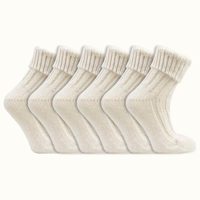 Wollen sokken | Omslag sokken | met Alpacawol | Kleur: Wit | 6 paar