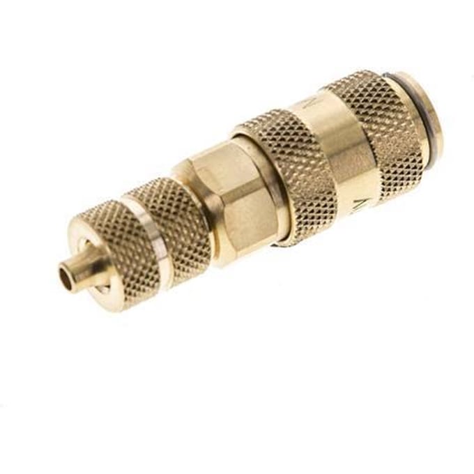 Messing DN 2.7 (Micro) Luchtkoppeling Snelkoppeling 3x4.3 mm Push-On Double Shut-Off - CLS2-N-B-SV-P-3