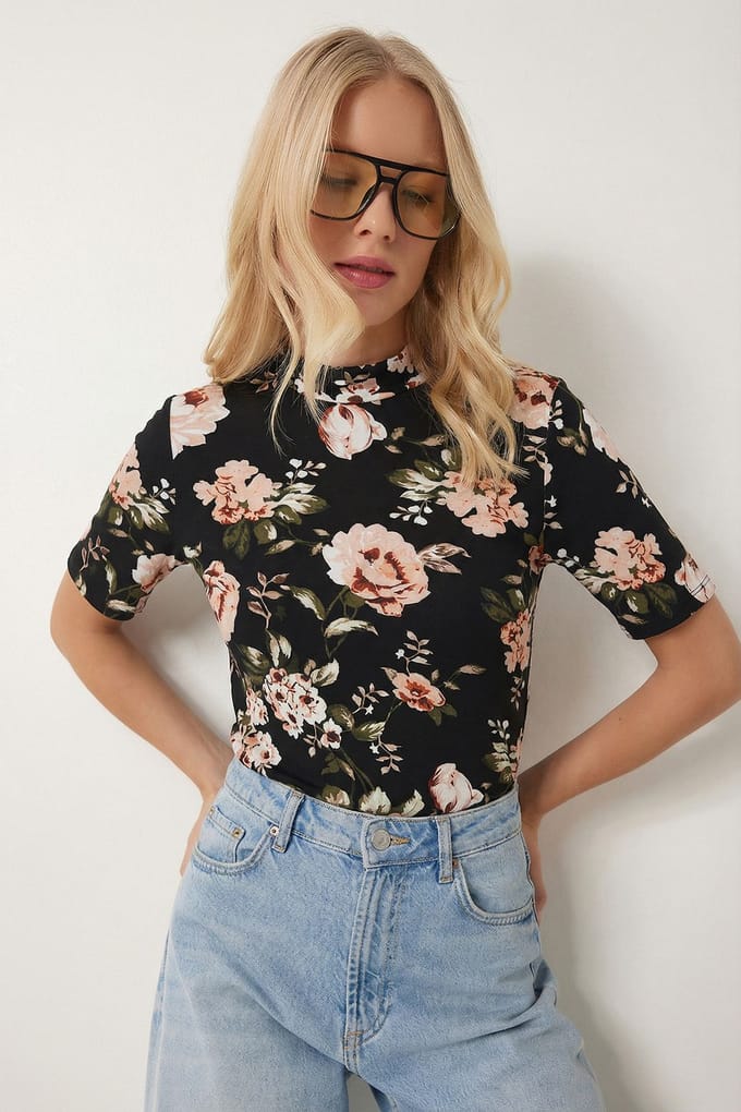 Bloemmotief Halve Col Blouse
