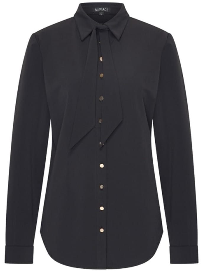 MI PIACE - Travel Blouse Uni Gold Button 202767 Black - Maat : L