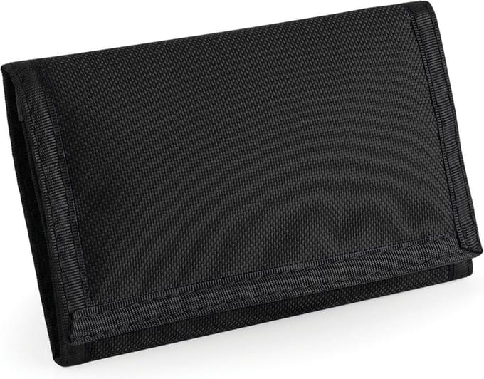 Compacte zwarte portemonnee/portefeuille - 13 x 8 cm - handig met klitteband sluiting