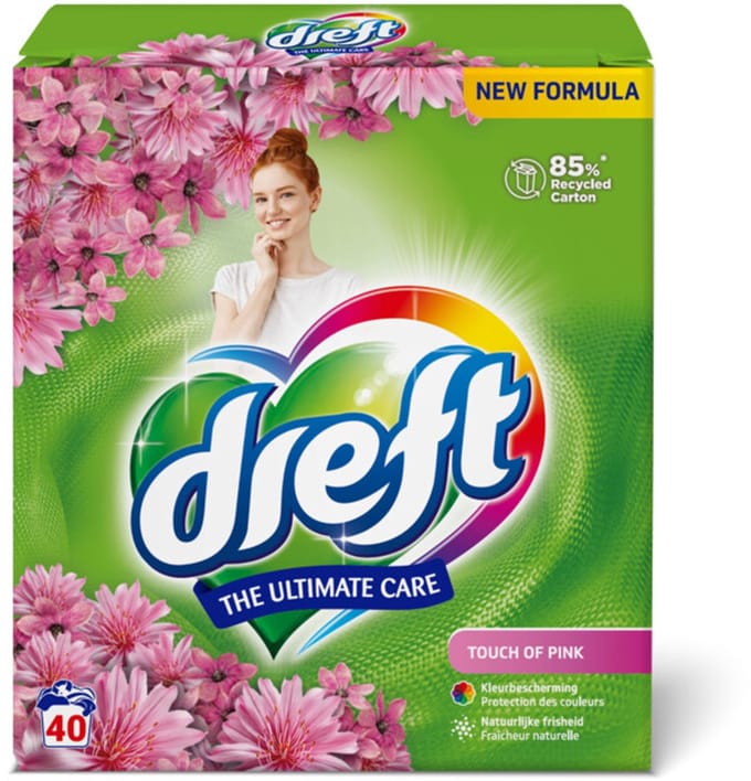 Dreft Poeder Wasmiddel Touch Pink 40 wasbeurten - 2,6 kg