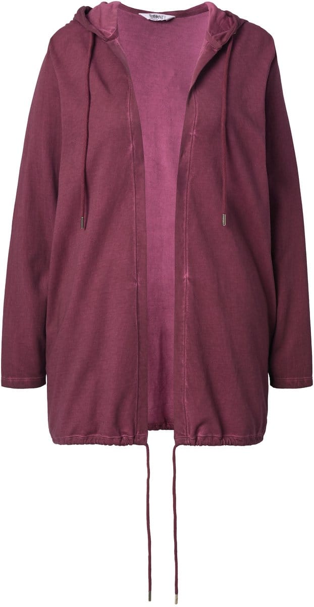 Angel of Style - Dames - Sweatvest open model capuchon - Donker wijnrood - Maat 44