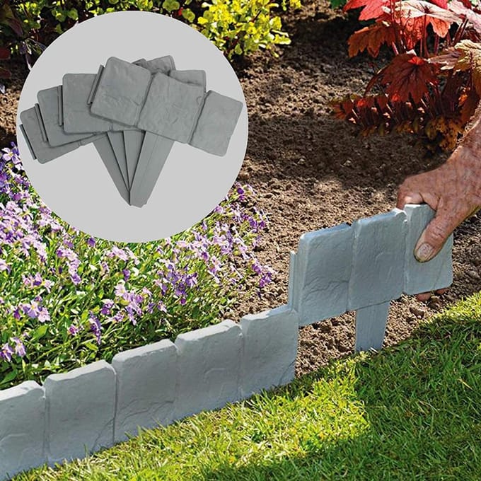 20 stuks Landschapsafboording Rand Plastic Tuinhek Gazon Decoratieve Rand zilver