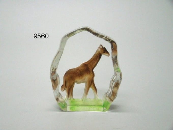 Glasblokje giraf – 8 x 7 x 2 cm – Decoratief glasobject