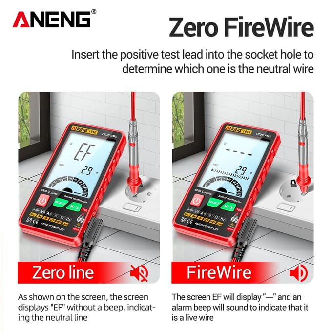 ANENG 616 Slimme digitale multimeter Automatisch bereik 6.000 tellingen NCV Universele meter True RMS Handheld