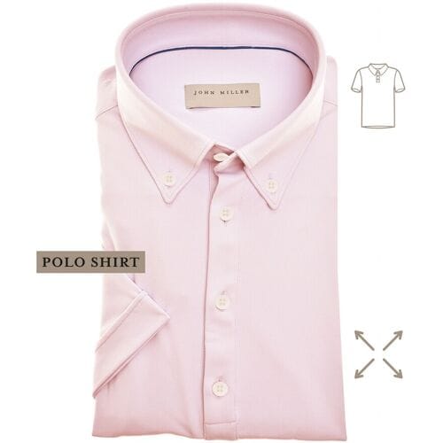 John Miller Polo Short Sleeve Button-Down Hyperstretch Licht Roze / male