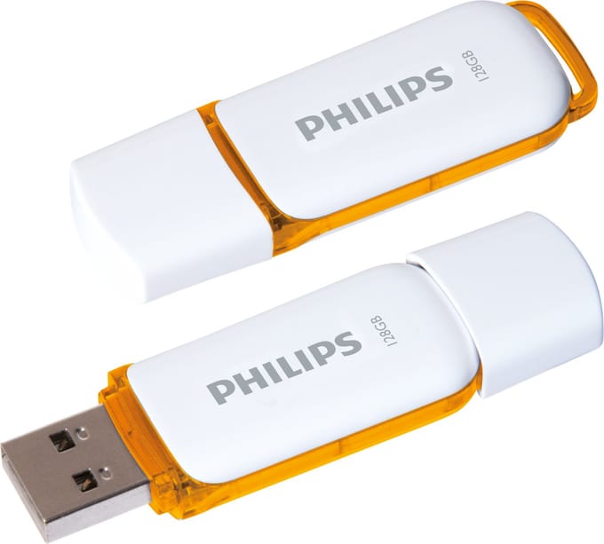 Philips USB Stick 128 GB Flash Drive - Snow Edition Sunrise Orange® - USB 2.0 - Wit/ Orange - 2-Pack