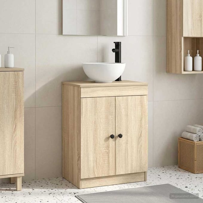 vidaXL - Wastafel - kabinet - voor - de - badkamer - Sonoma - Eiken - 54 - x - 35 - x - 100 - cm