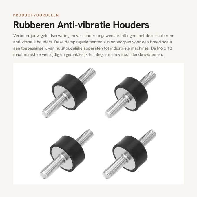 Rubber Anti-vibration Holders M6, 4 Pieces Damping Elements for Vibration and Sound Control, M6 x 18 - ShopVlot