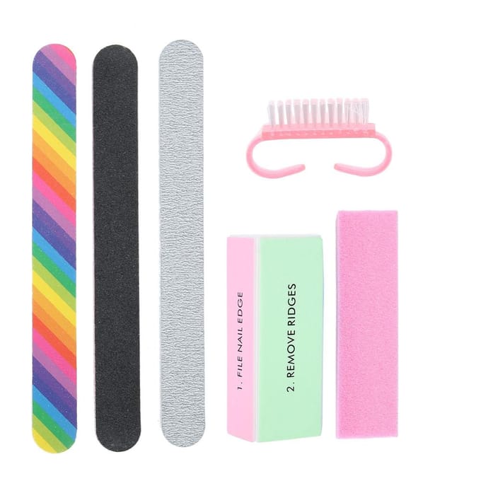 6 stuks professionele manicure-tool, nagelvijlen, buffers, pedicure, nagelkunstset white