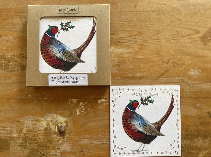 Alex Clark Kerstkaarten Kerstsfeer ~Pheasant & Holly'