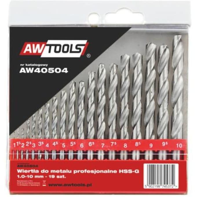 Awtools AW41203 - HSS Boor Set - 19 Stuks - 1.0-10.0mm - Metaalbewerking