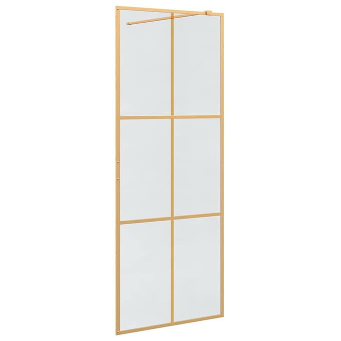 vidaXL - Inloopdouchewand - Goud - 80 - x - 195 - cm - gehard - glas