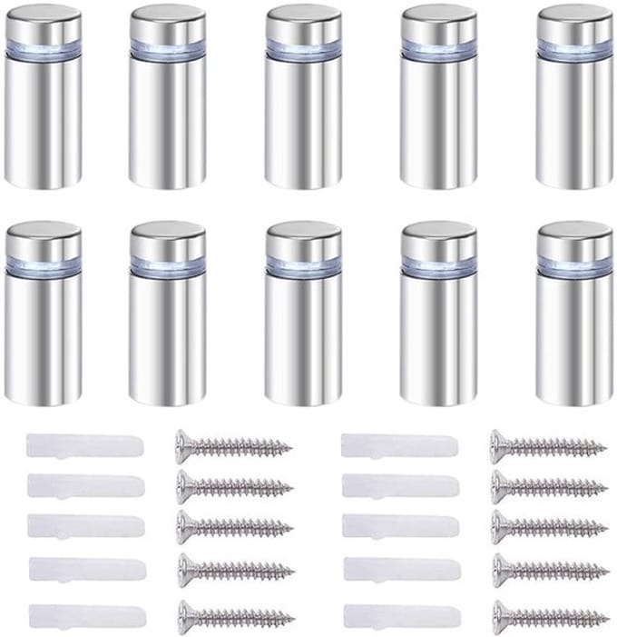 Dailygoody - 20 Standoff Schroeven voor Glas, Rvs, 12x40mm, Inclusief