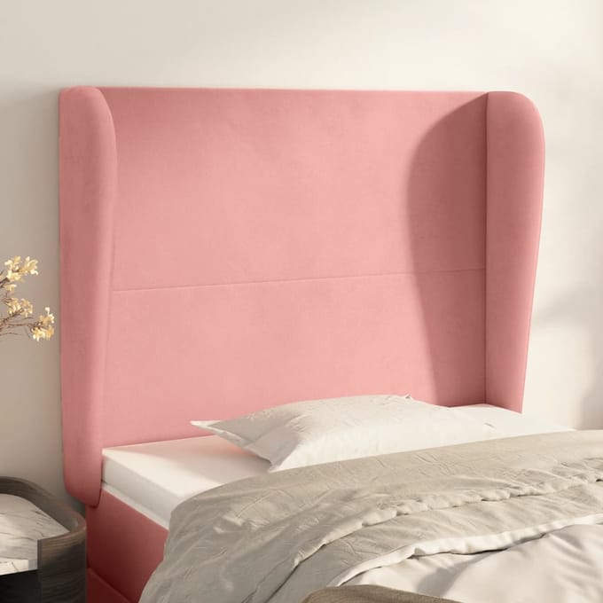 vidaXL - Hoofdbord - met - randen - 93x23x118/128 - cm - fluweel - roze