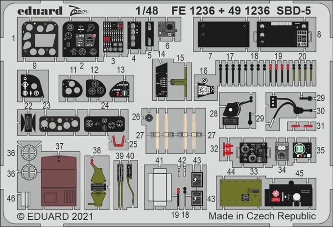 Eduard Modelbouwdecoratie - 491236 Accessoires for SBD-5 - Photo-etch