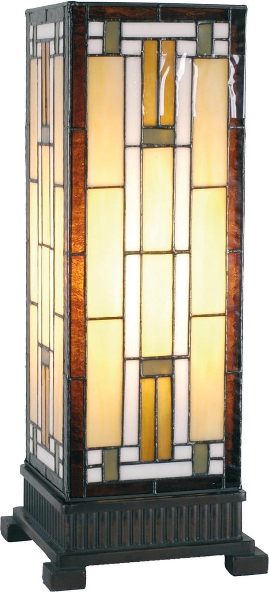 Lumilamp Tiffany Tafellamp 18x45 cm Bruin Beige Glas