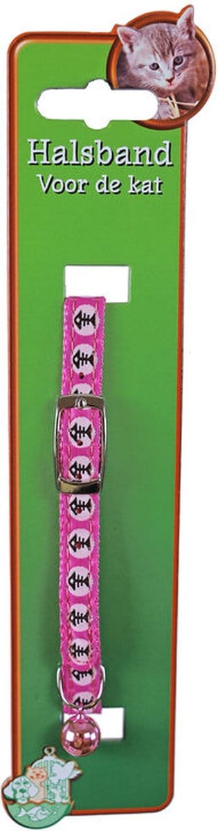 Boon kattenhalsband nylon vissengraat print roze roze