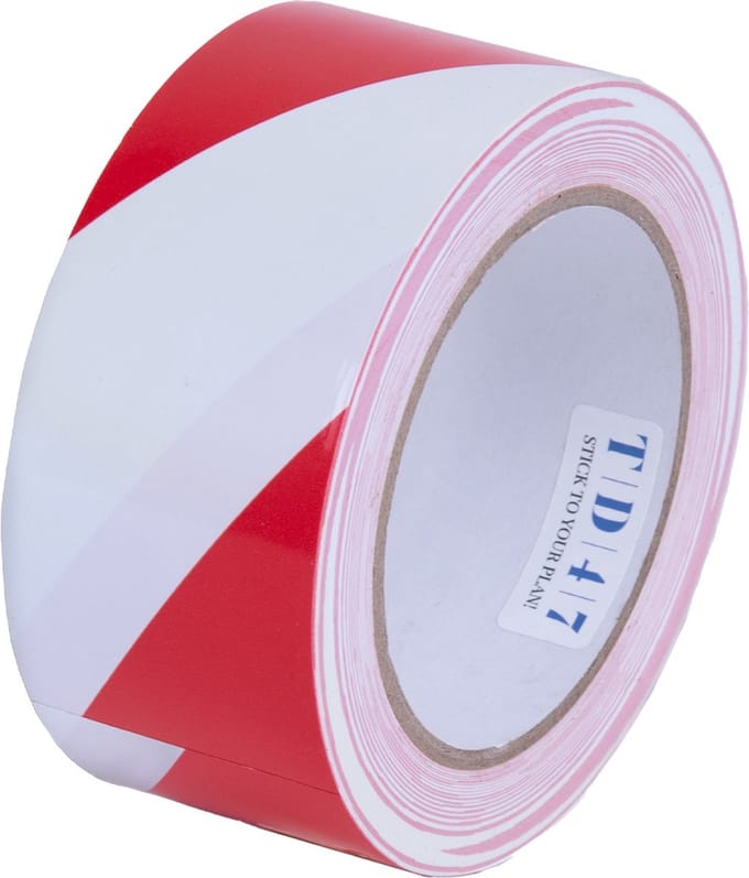 TD47 PVC Safety Markeringstape 50mm x 33m Rood/Wit