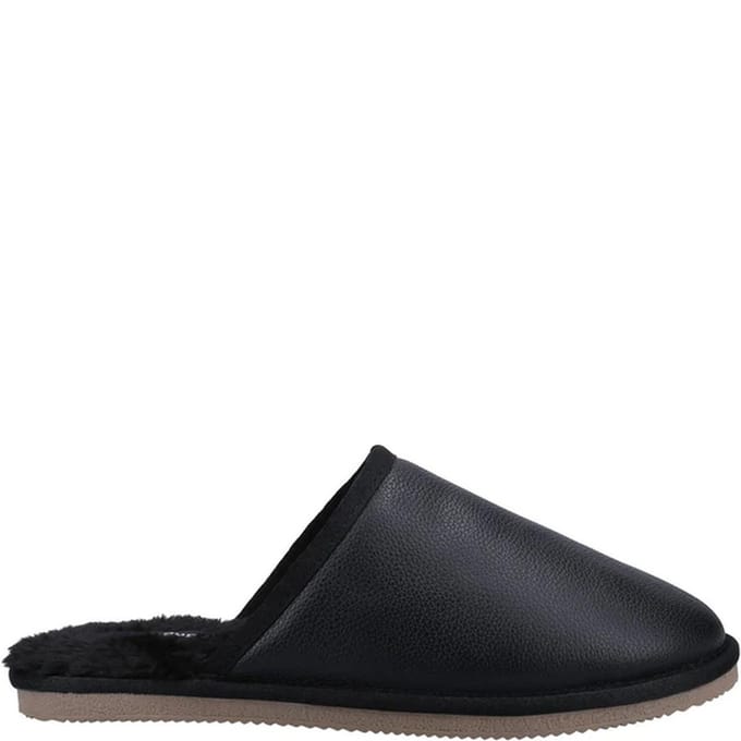 Hush Puppies Heren Coady Leren Slippers (Zwart)