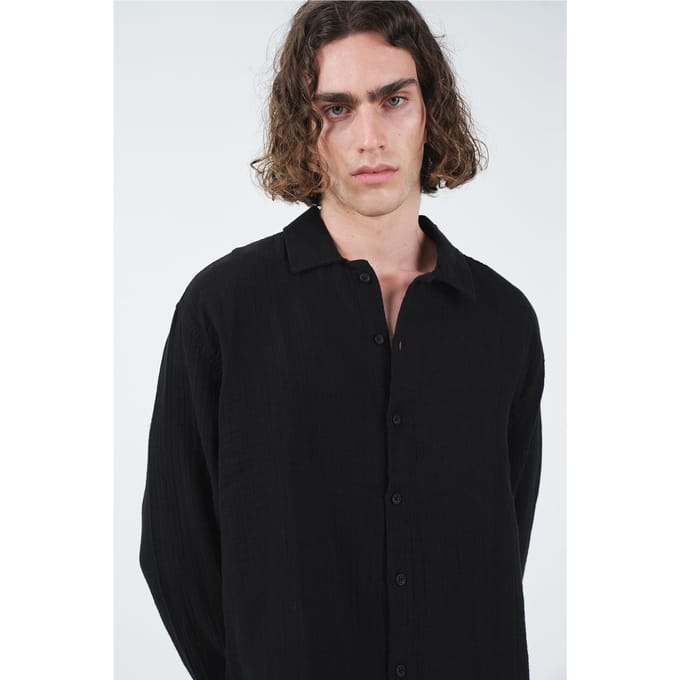 Textuur Longsleeve Overhemd met Knopen