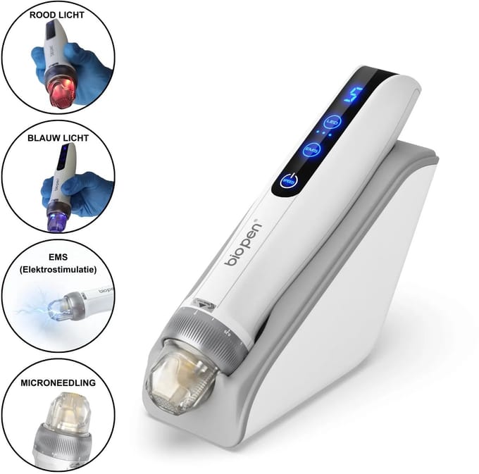 BioPen Q2 - Microneedlingapparaat - Ems - Rood En Blauw Led